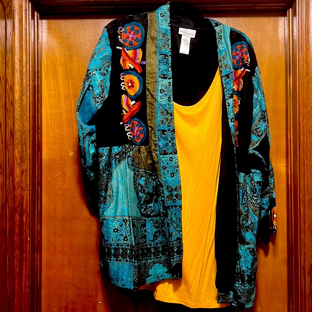 Soft Surroundings Blazer Istanbul Silk Embroidered